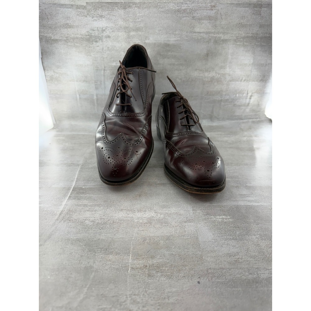 Florsheim Imperial Men Burgundy Leather Wingtip Oxford Brogue Shoes Sz 10.5D
